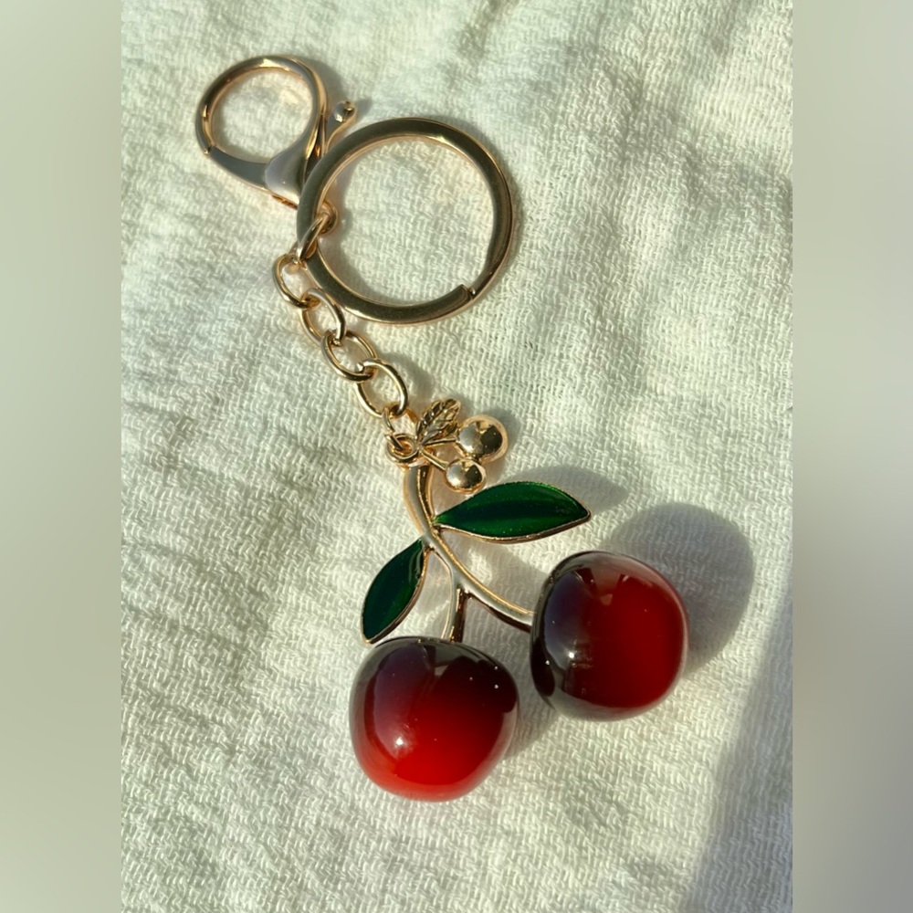 Cherry Keychain / Bag Charm with Gold Accents NWT - Picture 6 of 6